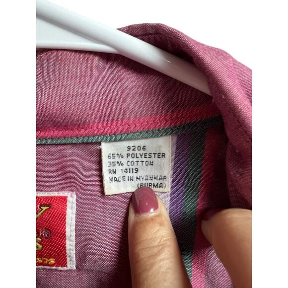 ELY PLAINS Men's Western Shirt Stripe Pearl Snap Button Up 15.5 34/35 - Picture 4 of 11